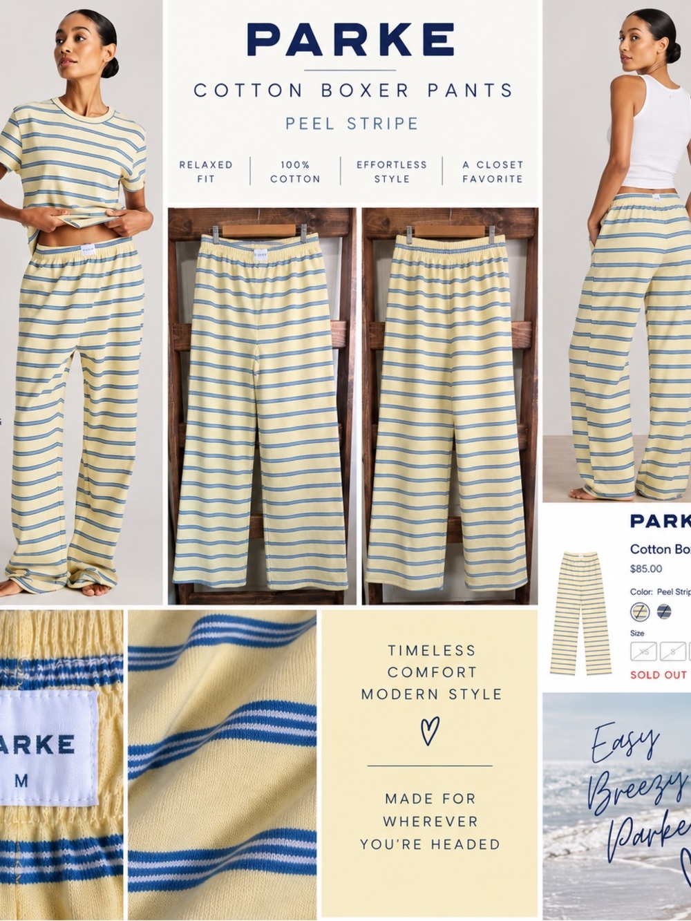 Parke Cotton Boxer Pants Peel Stripe Size M